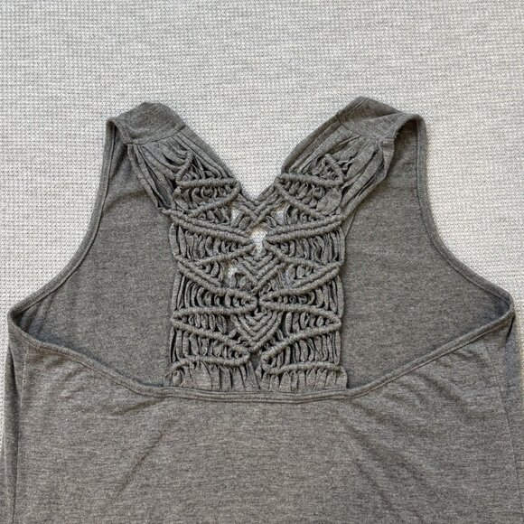 Maurices Gray Sleeveless Tank Top Racerback Crochet-look Lace Back Womens Size M - Picture 7 of 14